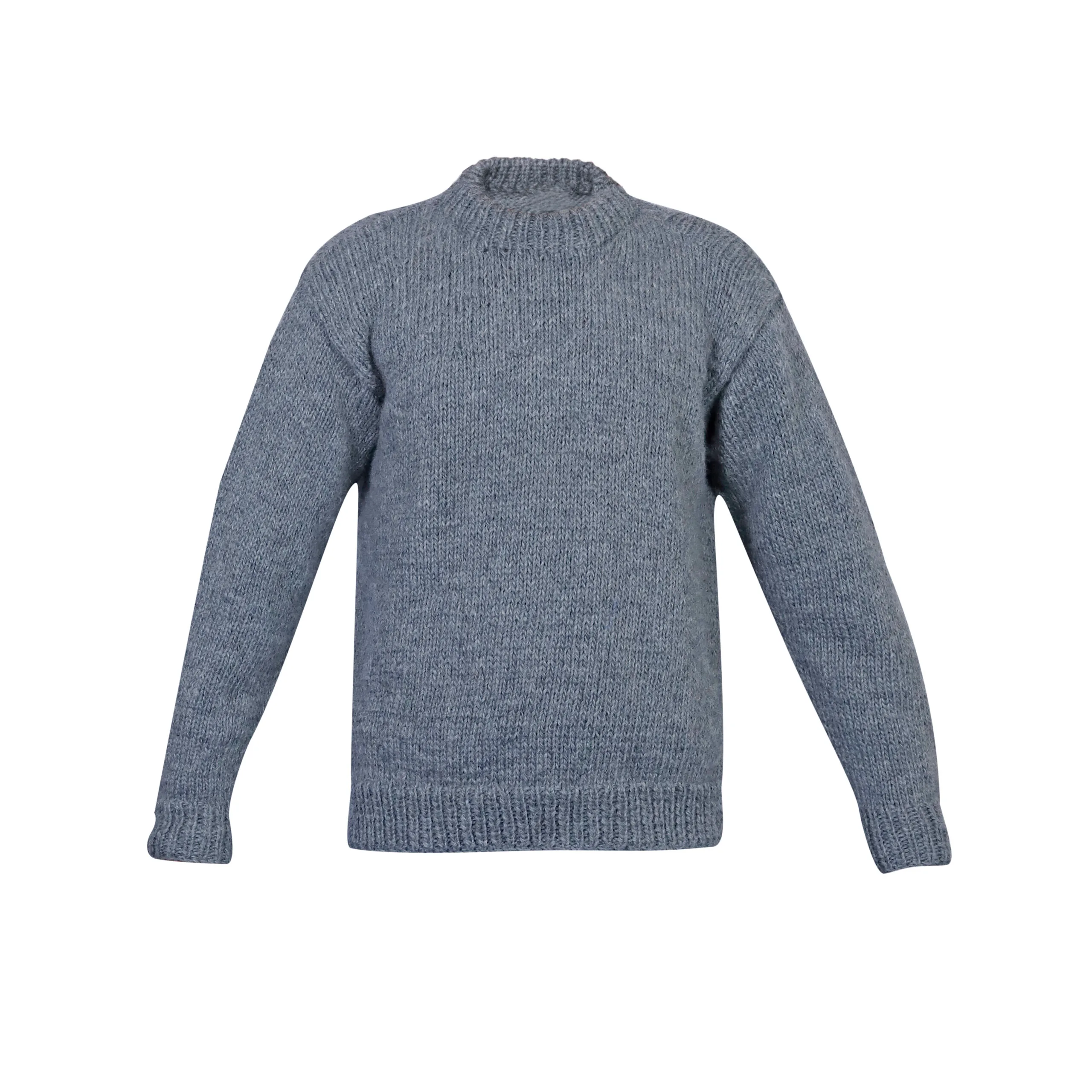 100% Wool Pullover Sweater For Men & Women – Grey Unisex Crewneck Design – Made in Nepal - Image 8