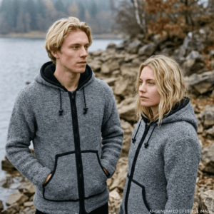 grey wool jacket for men and women
