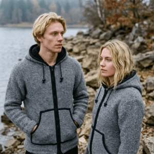 grey wool jacket for men and women