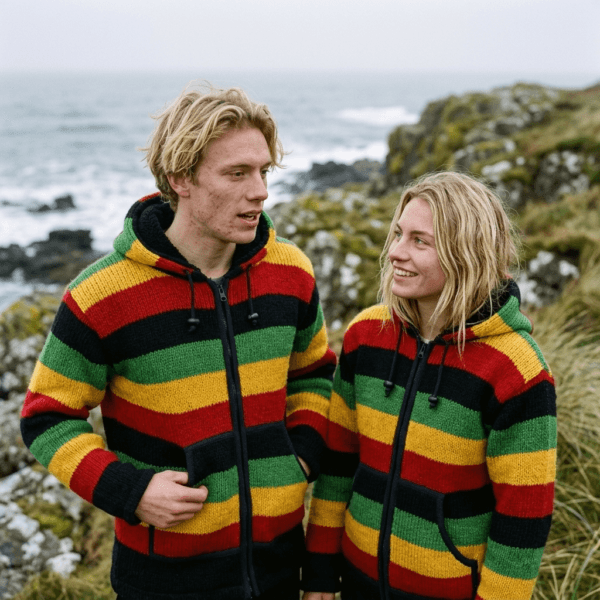 rainbow rasta wool jacket for men and women