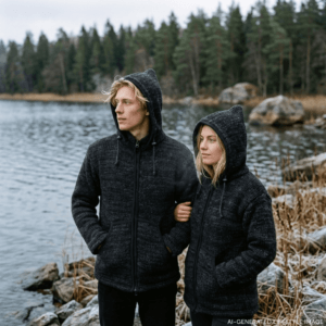 black charcoal wool jacket for men and women