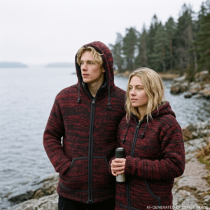 maroon wool jacket for men and women