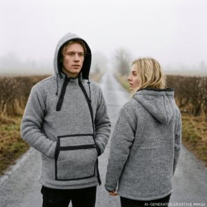 grey side chain wool jacket for men and women