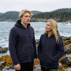 blue black wool jacket for men and women