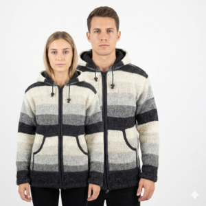 Unisex Jacket- Natural Gradient Striped Pattern