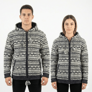 Unisex Jacket - Black and White Striped Pattern