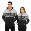 Unisex Jacket - White Black Wave Pattern