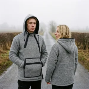 grey side chain wool jacket for men and women