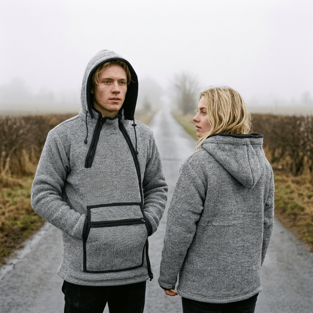 grey side chain wool jacket for men and women