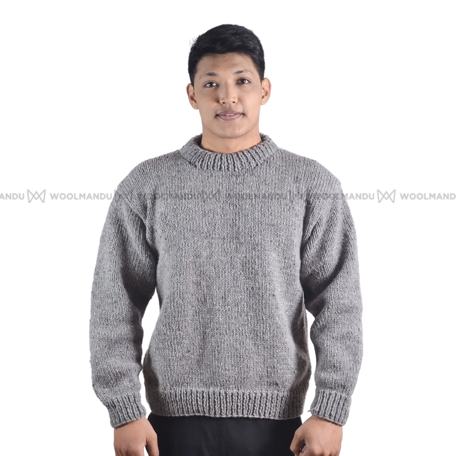 100% Wool Pullover Sweater For Men & Women – Grey Unisex Crewneck Design – Made in Nepal - Image 5