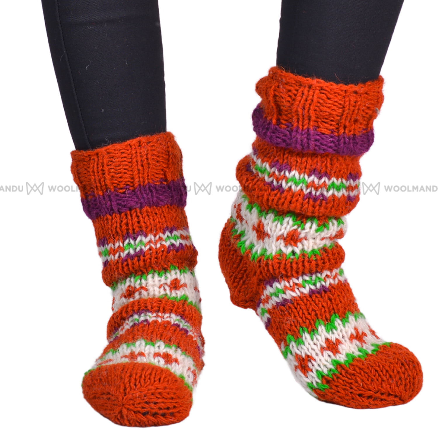 2026 Organe and Brown Christmas Socks
