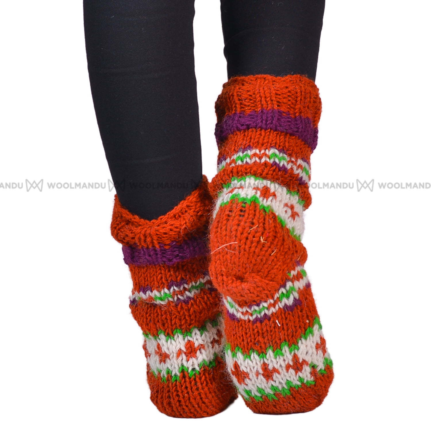 2027 Organe and Brown Christmas Socks
