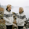 white wave pattern wool jacket for men and women
