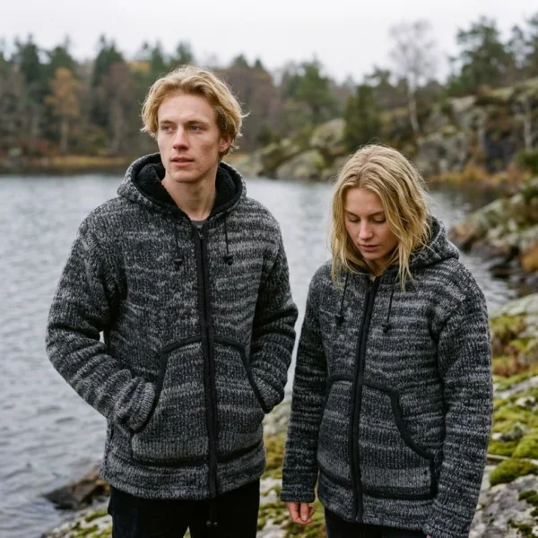 grey charcoal wool jacket for men and women