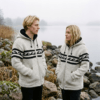 white wave pattern wool jacket for men and women