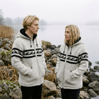 white wave pattern wool jacket for men and women