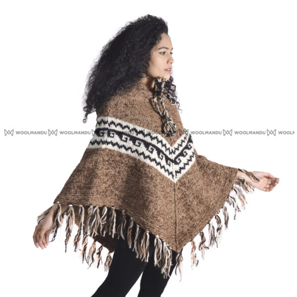 Brown Woolen Knitted Poncho