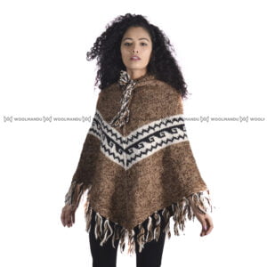 Woolen Knitted Poncho Poncho Brown Woolen Knitted Poncho Poncho Brown