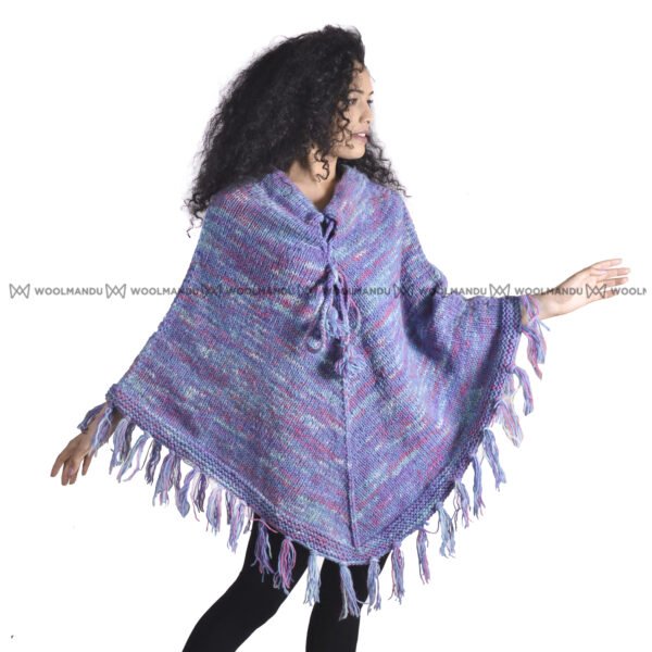 Purple Woolen Knitted Poncho