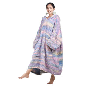 Pastel Colors Hand Knitted Wearable Blanket