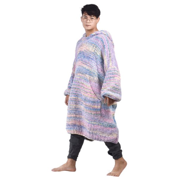 Pastel Colors Hand Knitted Wearable Blanket