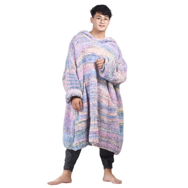 Pastel Colors Hand Knitted Wearable Blanket