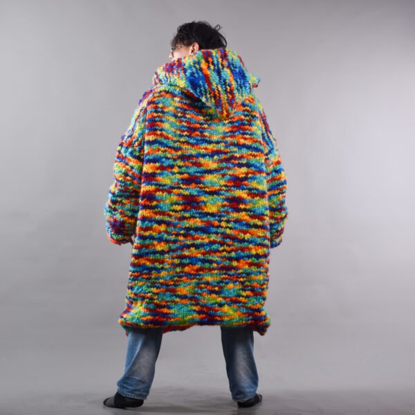 Hand Knitted Rainbow Woolen Wearable Blanket