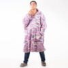 Pink Grey Mix Colors Hand Knitted Wearable Blanket