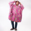Mix Pink Colors Hand Knitted Wearable Blanket