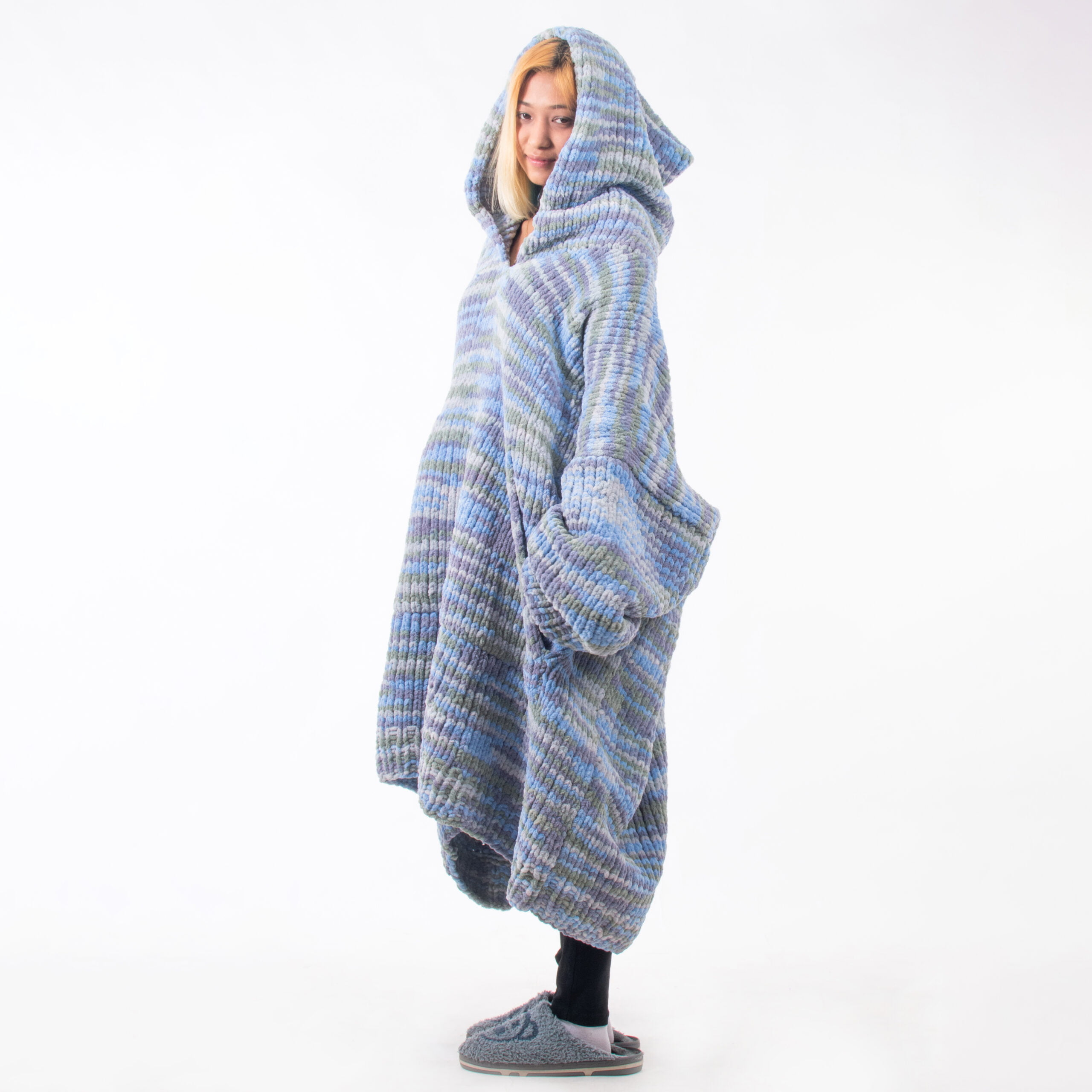 DSC_0620 Blue Pastel Colors Hand Knitted Wearable Blanket