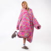 Mix Pink Colors Hand Knitted Wearable Blanket