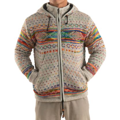 Wool Jacket - Grey Rainbow Fair Isle Design