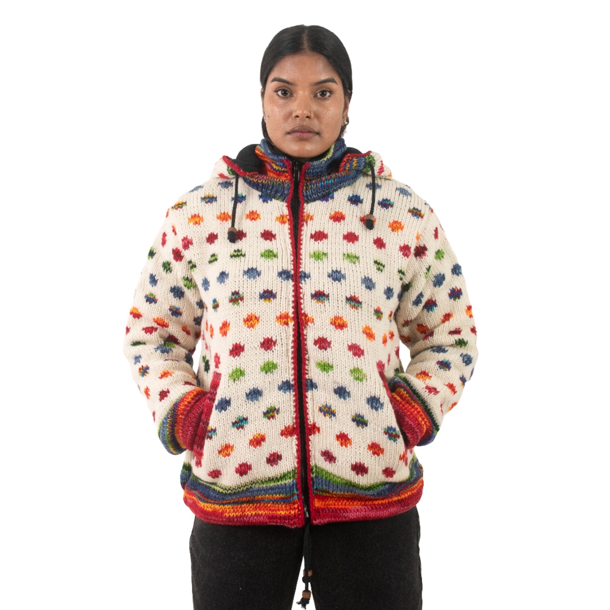 Woolen Jacket For Women - Cream Color