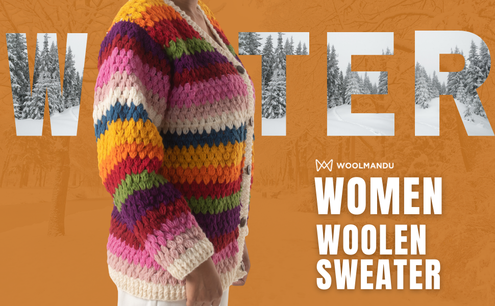 Women's Woolen Sweater - Multicolor Cardigan