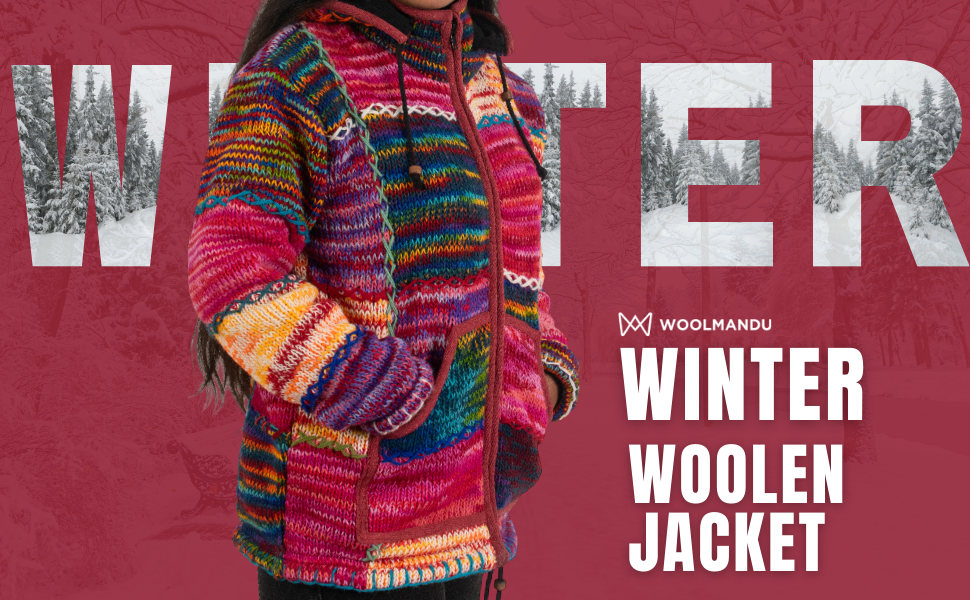 Woolen Jacket For Women - Multicolor Patchwork Design