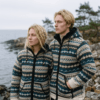 blue wave pattern wool jacket for men and women