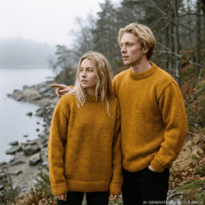 mustard crewneck wool sweater for men and women