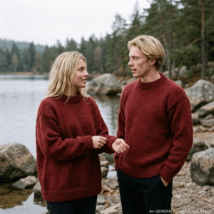 maroon red crewneck wool sweater for men and women