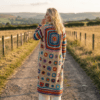 beige wool cardigan - back