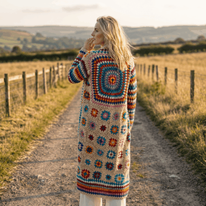 beige wool cardigan - back