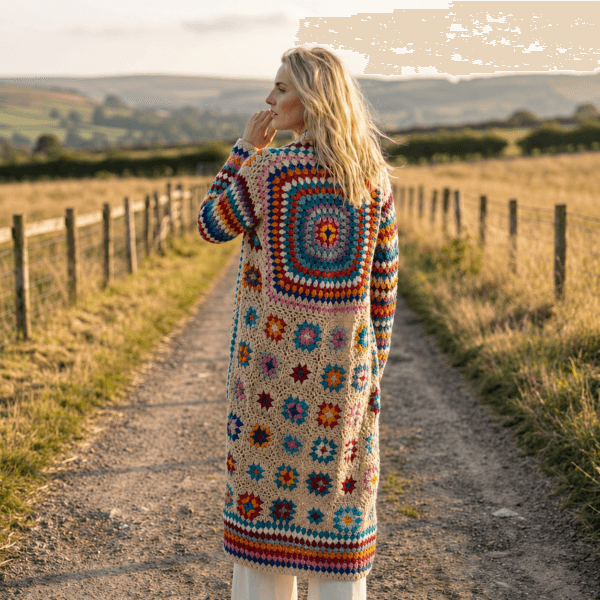 beige wool cardigan - back