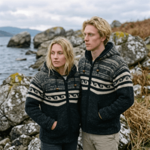 black wave pattern jacket