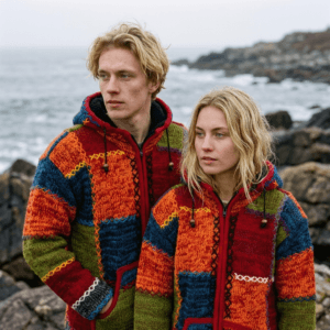 multicolor patchwork wool jacket