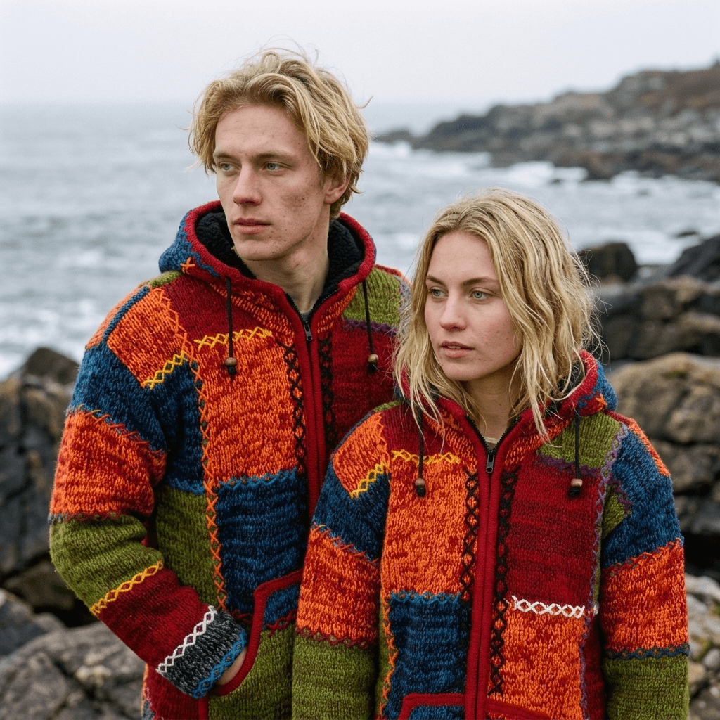 multicolor patchwork wool jacket