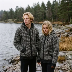 birdseye black wool jacket
