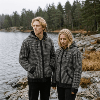 birdseye black wool jacket