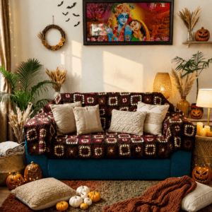 Nepal Handmade Granny Square 100% Wool Sofa Couch Cover Blanket - Single, Two & Three; Loveseat Sheep Woolen Throw Slipcover - Brown