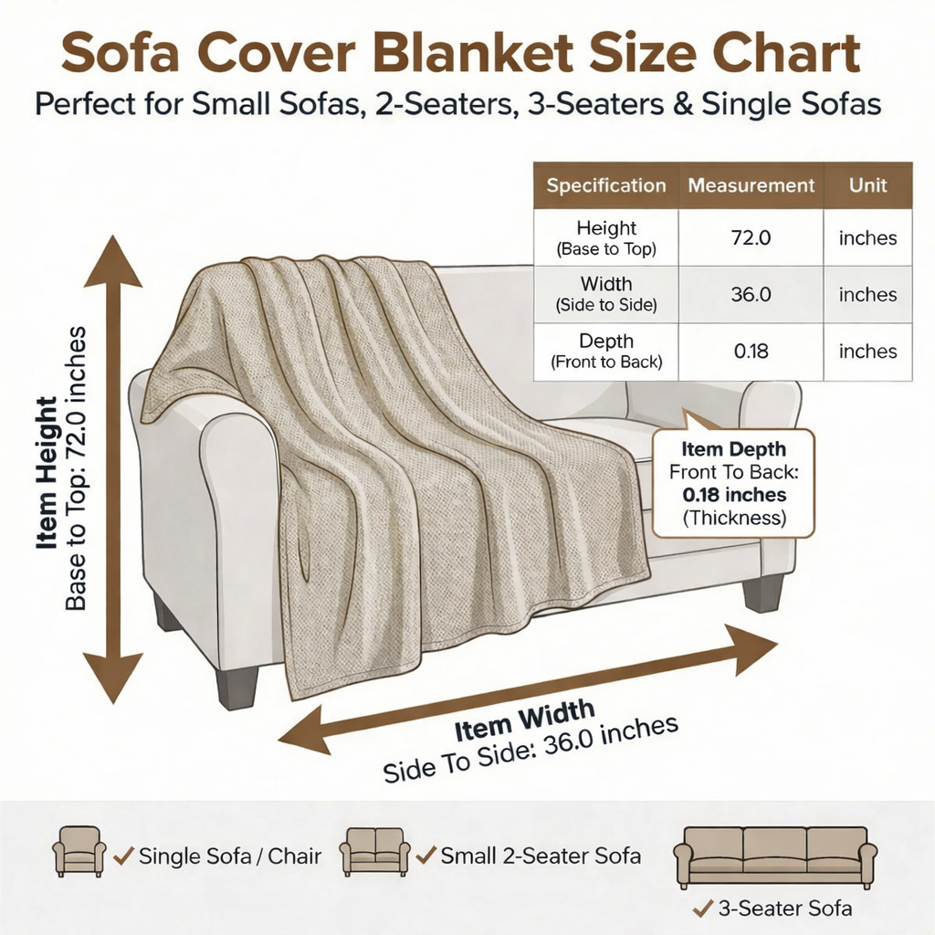 Sofa Cover Size Chart